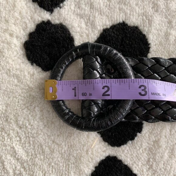 Vintage 80s 90s Black Braided Faux Leather Wide Statement Boho Chic Cinch Belt - Picture 7 of 10